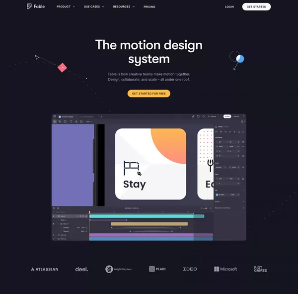Fable – The collaborative motion design system - Landing design inspiration