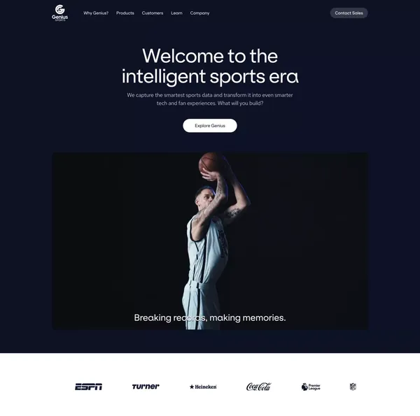 Official Sports Data, Technology and Feeds | Genius Sports | Genius Sports - Landing design inspiration