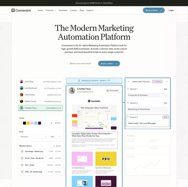 Conversion | B2B Marketing Automation Platform - Landing design inspiration