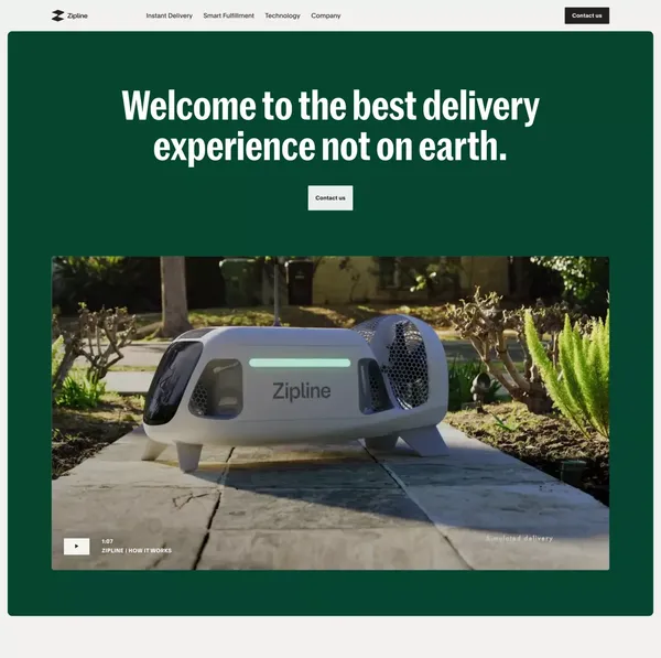 Zipline Instant Delivery & Logistics - Landing design inspiration