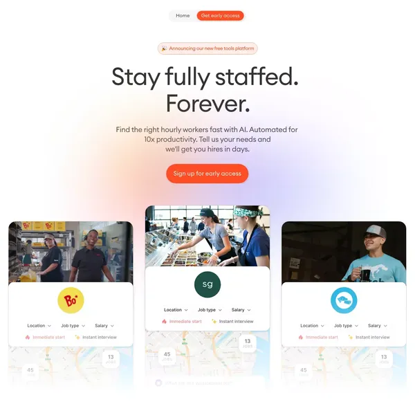 Wave - Stay fully staffed. Forever. - Landing design inspiration