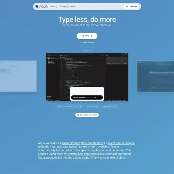 Aqua Voice - Fast Voice Input for Mac and Windows - Landing design inspiration