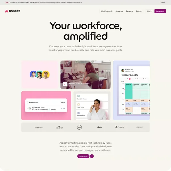 Aspect | Trusted Leaders in Workforce Engagement Management Solutions - Landing design inspiration