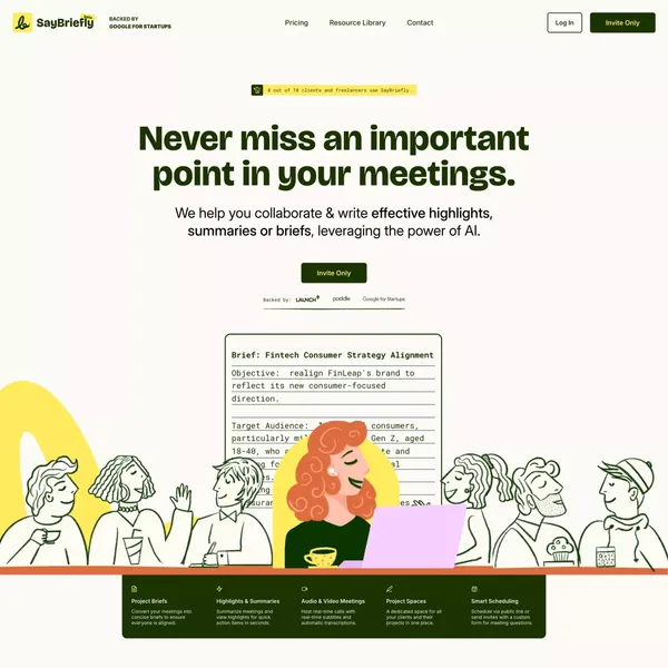 Say Briefly - Landing design inspiration