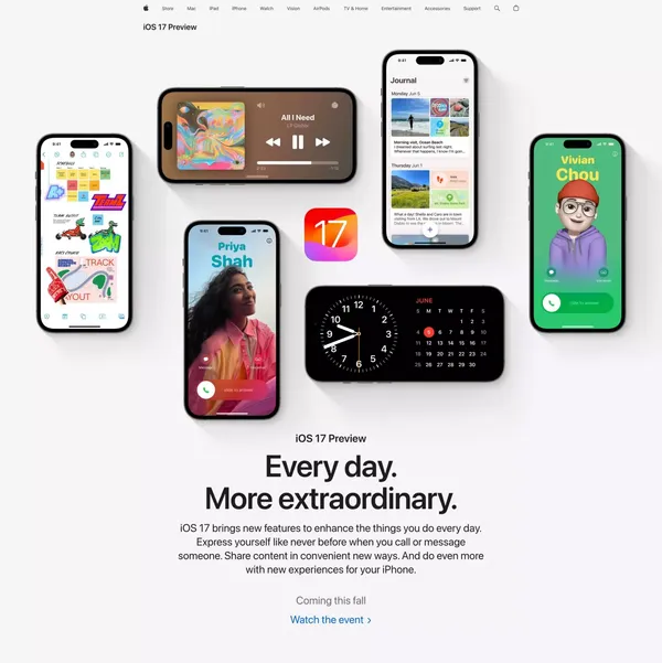 iOS 17 Preview - Apple - Landing design inspiration