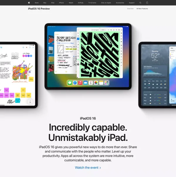 iPadOS 16 Preview - Apple - Landing design inspiration