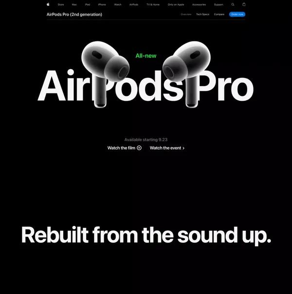 AirPods Pro (2nd generation) - Apple - Landing design inspiration