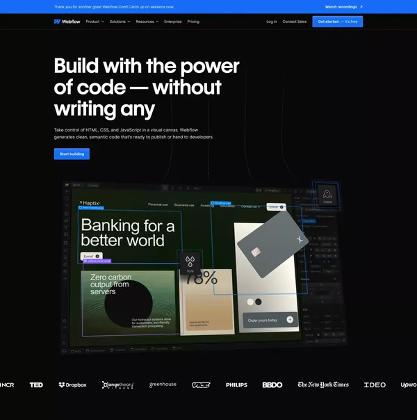 Webflow: Create a custom website | No-code website builder - Landing design inspiration