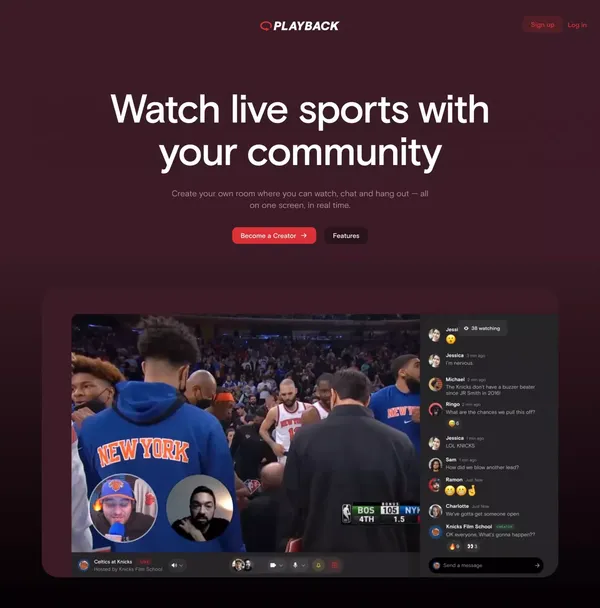 Watch live sports with your community - Landing design inspiration