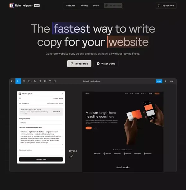 The Fastest Way To Write Copy For Your Website | Relume Ipsum - Landing design inspiration