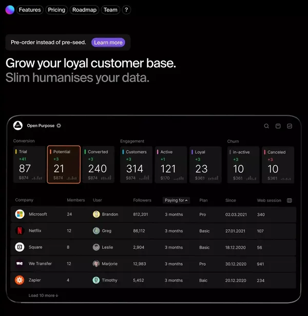 Slim — Real customer insights - Landing design inspiration