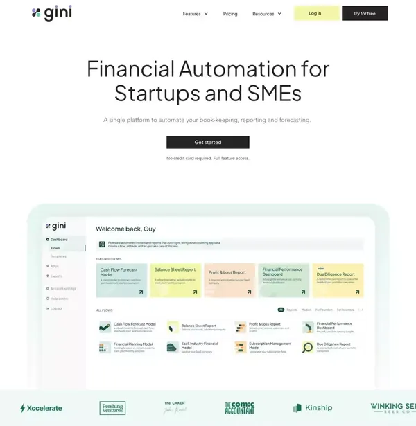 gini | Financial planning and forecasting in <10 minutes - Landing design inspiration