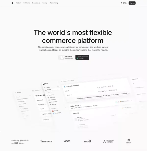 Medusa - World's most flexible commerce platform - Landing design inspiration