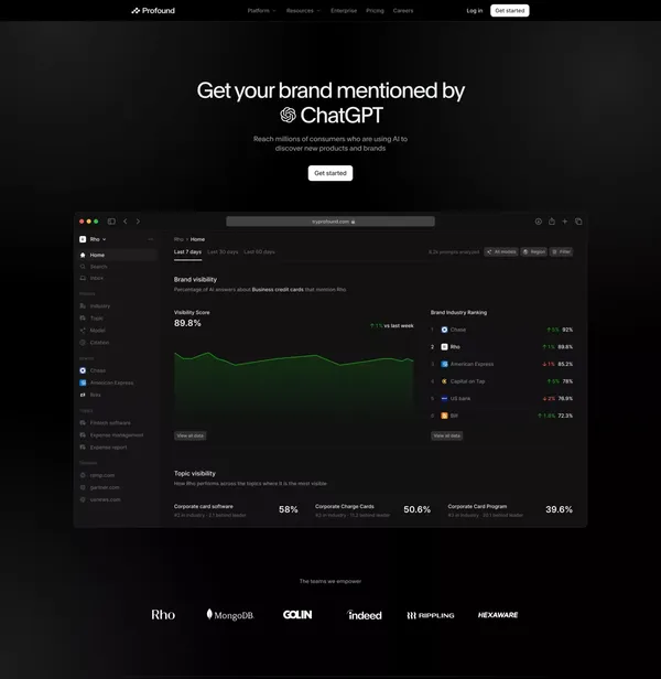 Profound | Optimize Your Brand's Visibility in AI Search - Landing design inspiration