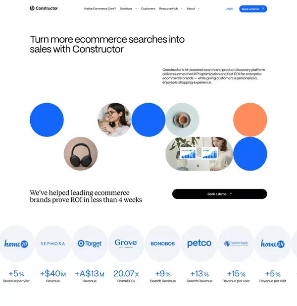 AI Ecommerce Search and Product Discovery | Constructor - Landing design inspiration