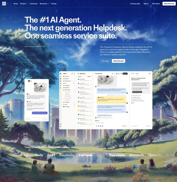 The #1 AI agent and next-gen Helpdesk for customer service - Landing design inspiration