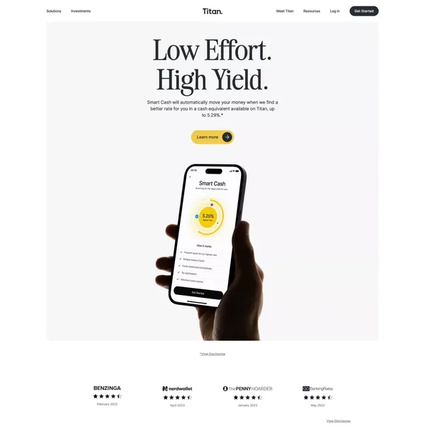 Titan — Low Effort. High Yield. - Landing design inspiration