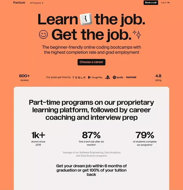 Practicum: online part-time coding bootcamps | Software Engineering, Data Analytics, Data Science, QA Engineering - Landing design inspiration