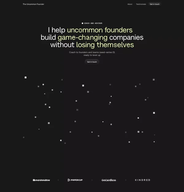 The Uncommon Founder Â· Coach and advisor - Landing design inspiration
