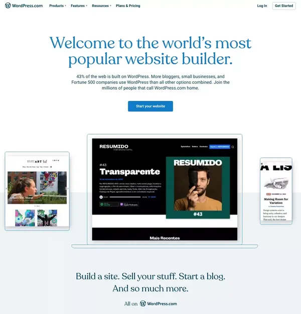 WordPress.com: Fast, Secure Managed WordPress Hosting - Landing design inspiration