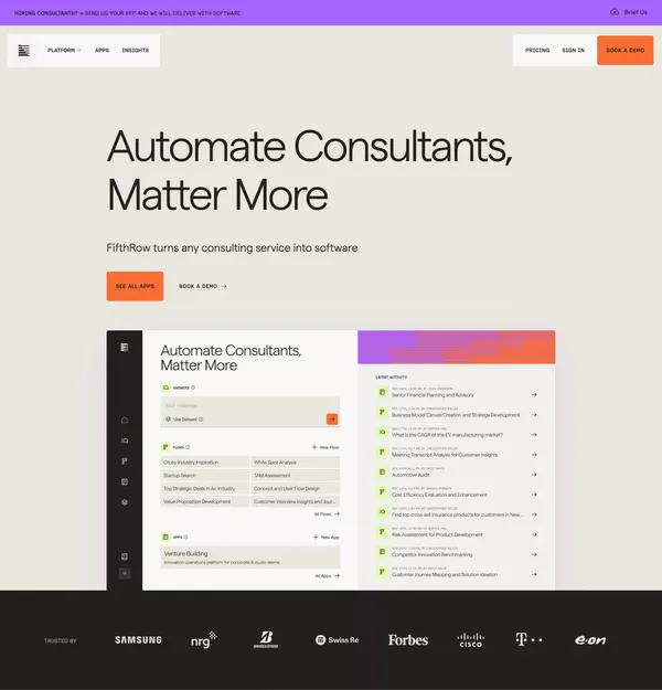 FifthRow – Consulting as Software - Landing design inspiration