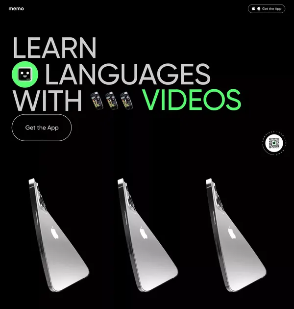 Memo - Learn languages with videos and memes - Landing design inspiration