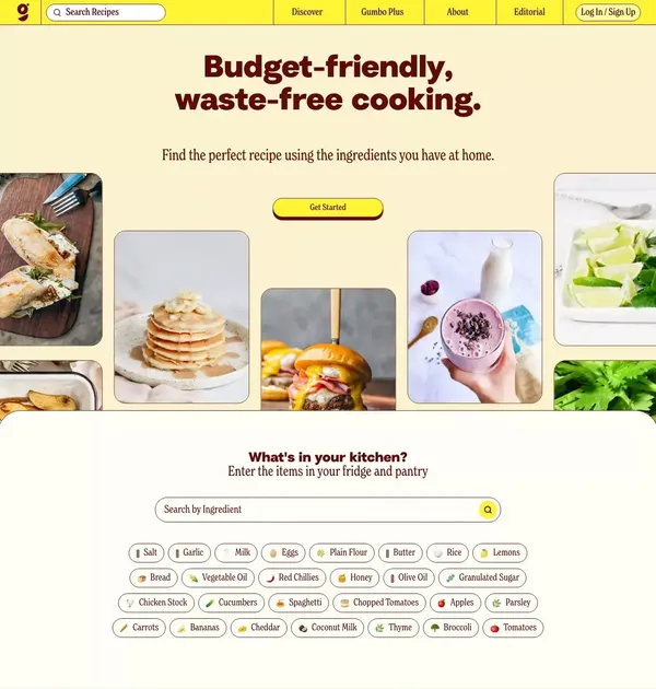 Gumbo | Find Recipes Using The Ingredients You Have at Home - Landing design inspiration