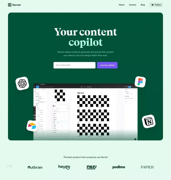 Kernel · Your content copilot - Landing design inspiration