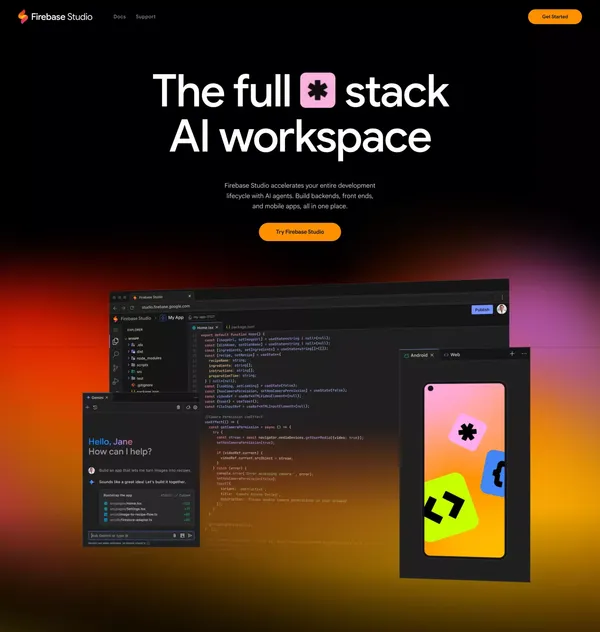 Firebase Studio - Landing design inspiration