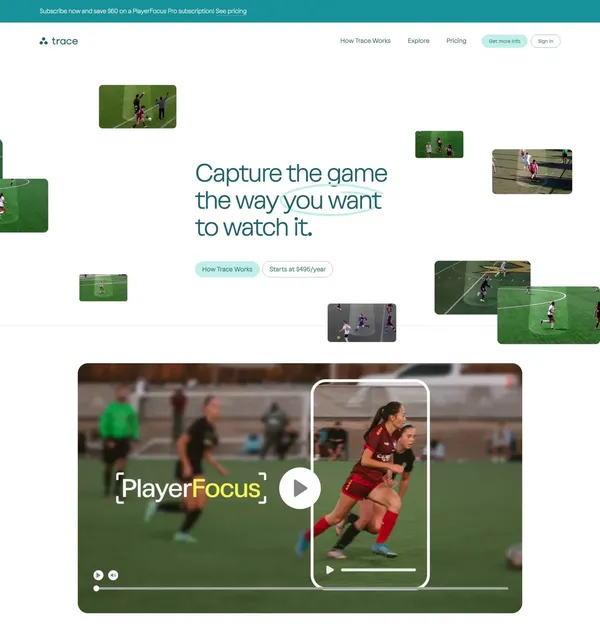 Trace | Automated Sports Camera System & Tracking Software - Landing design inspiration