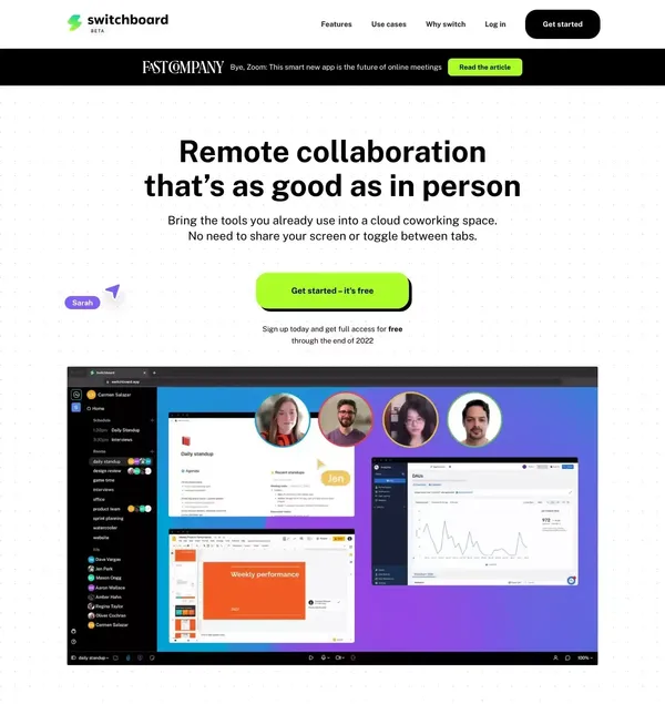 Switchboard | Collaboration space for remote work - Landing design inspiration
