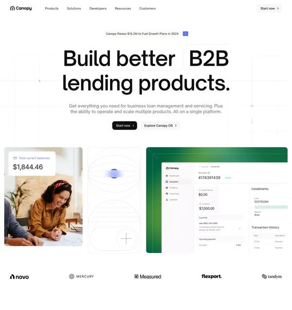 Canopy | The leading loan management system - Landing design inspiration