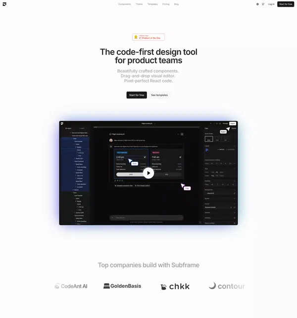 Subframe – The best way to build UI, fast. - Landing design inspiration