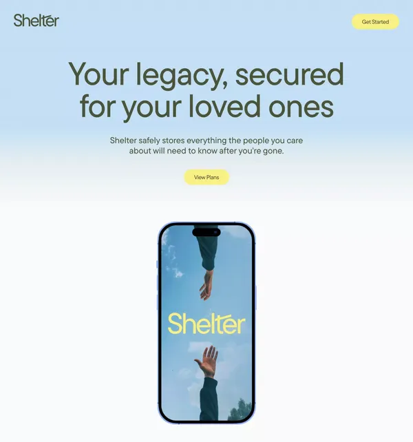 Shelter - Landing design inspiration