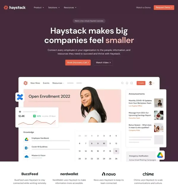 Haystack - Landing design inspiration