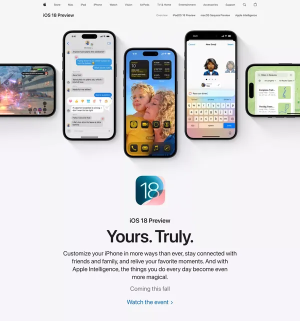 iOS 18 Preview - Apple - Landing design inspiration