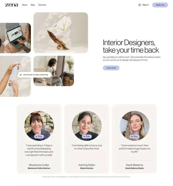 Zena - Landing design inspiration