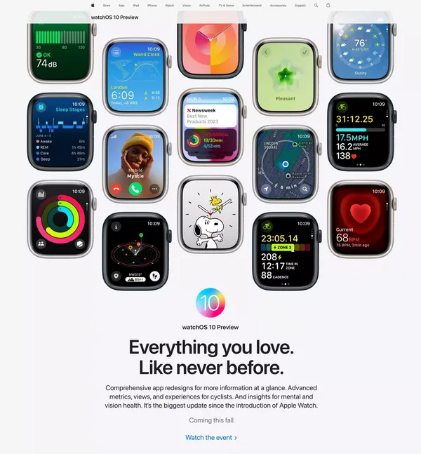 watchOS 10 Preview - Apple - Landing design inspiration