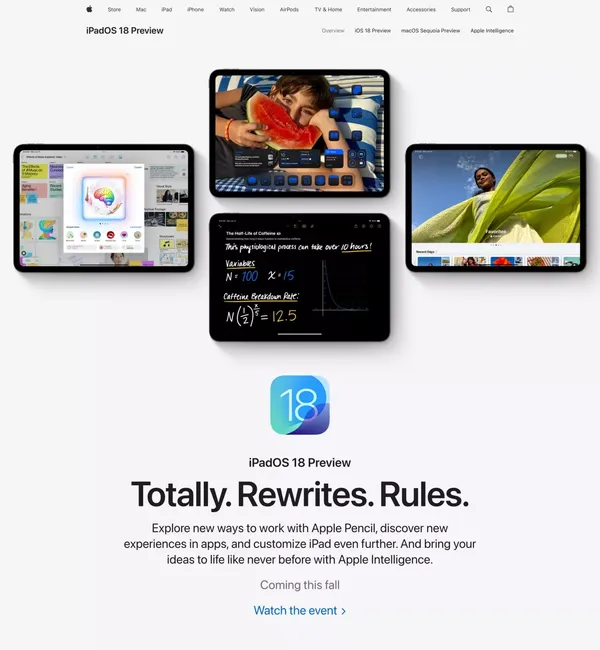iPadOS 18 Preview - Apple - Landing design inspiration
