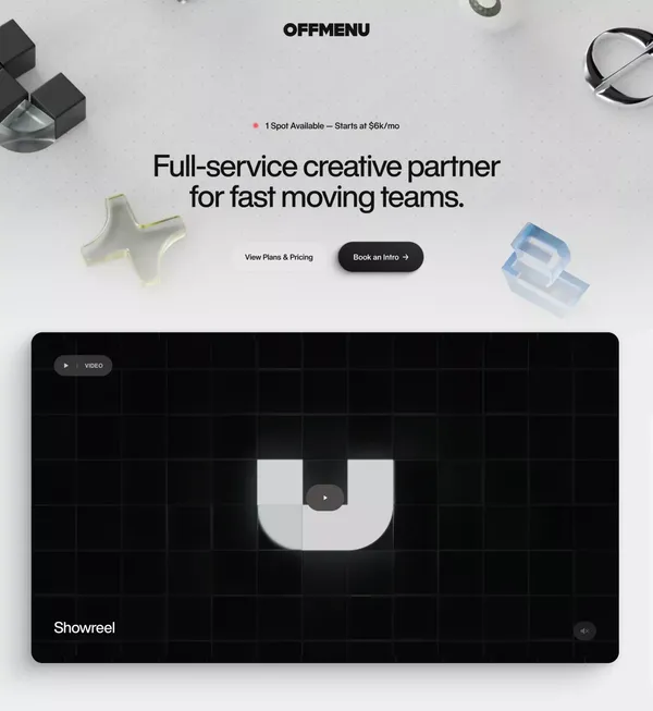 OFF MENU | Full-Service Creative Partner for Fast Moving Teams - Landing design inspiration