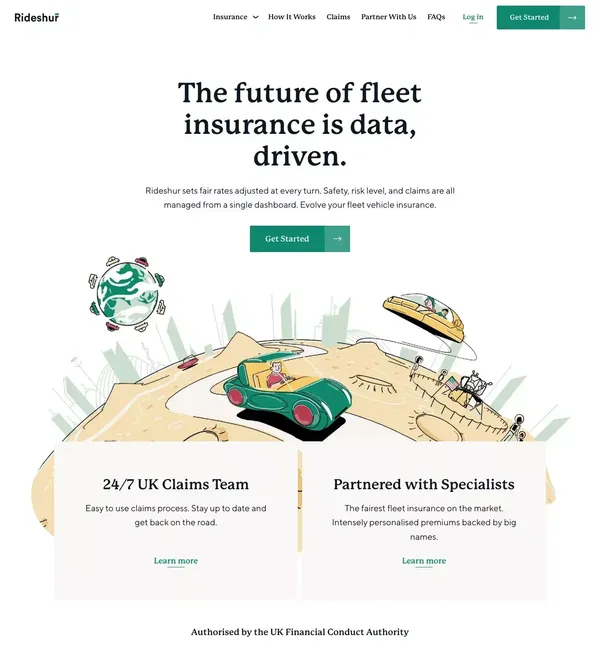 Rideshur - Business Fleet Insurance | Fleet Vehicle Insurance - Landing design inspiration