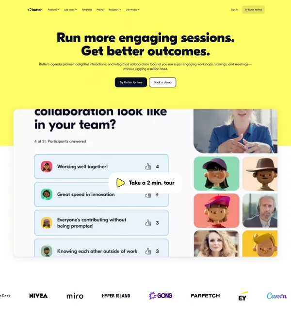 Butter | Virtual collaboration as smooth as butter - Landing design inspiration