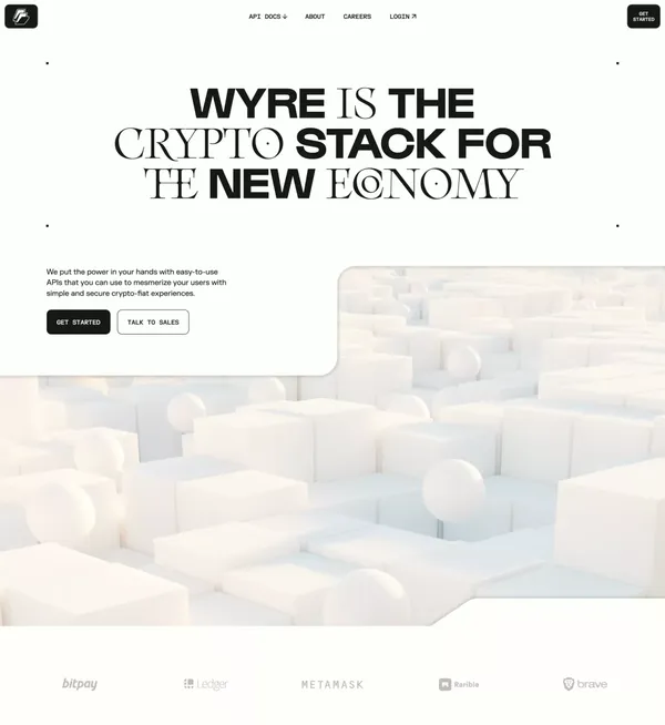 Wyre | The Crypto Stack for the New Economy - Landing design inspiration
