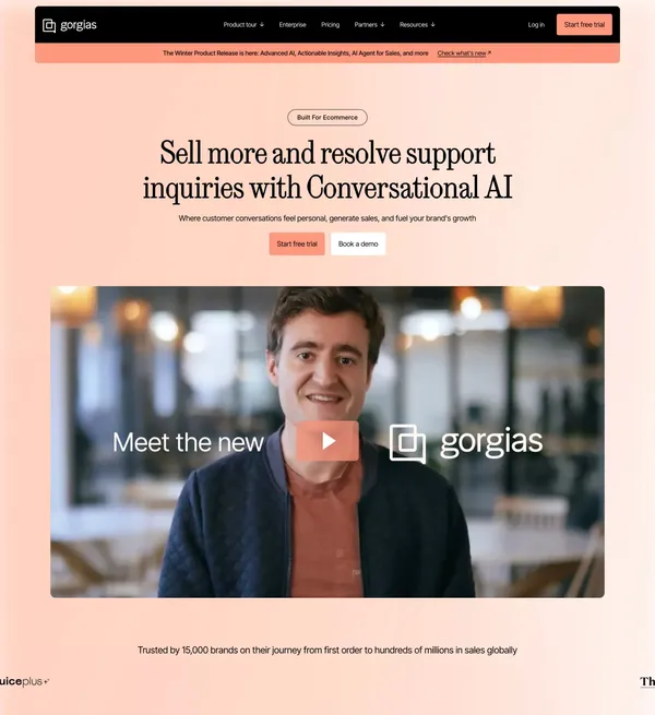 The AI Customer Experience Platform for Ecommerce | Gorgias - Landing design inspiration