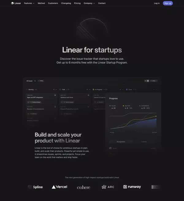 Linear for Startups – Linear - Landing design inspiration
