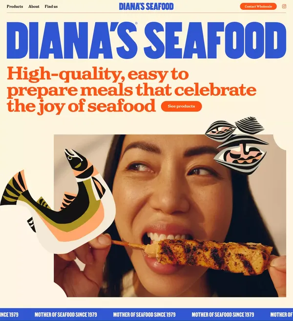 Diana's Seafood - Landing design inspiration