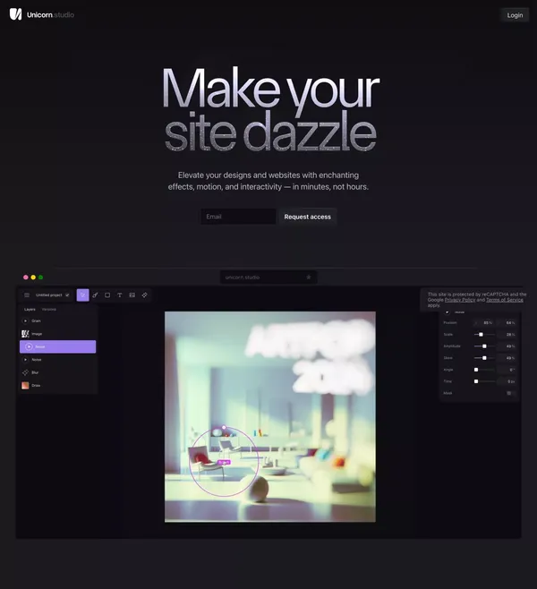 Unicorn Studio — WebGL design tool - Landing design inspiration