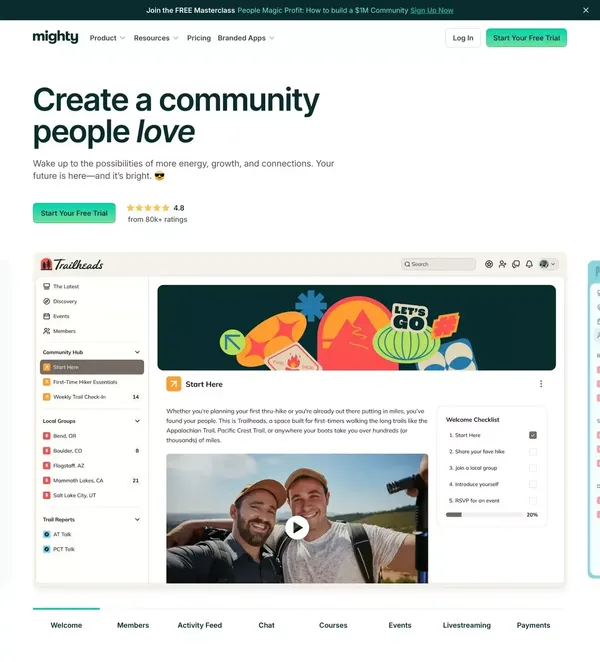 Mighty Networks | Community Platform, Courses & Memberships - Landing design inspiration