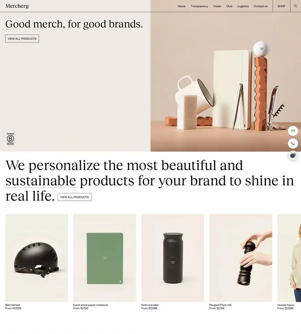 Merchery | Promotional products made sustainable - Landing design inspiration