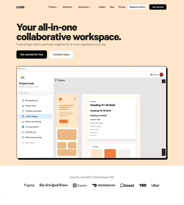 Coda: Your all-in-one collaborative workspace. - Landing design inspiration